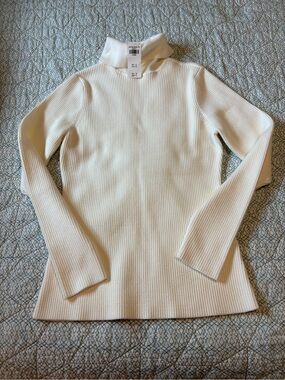 NWT Abercrombie & Fitch Cream Ribbed Turtleneck Sweater Size XL